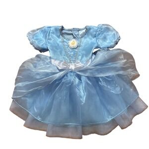 Disney Cinderella Costume Dress Kids Blue Good Puff Sleeve Cameo SIZE 12-18M